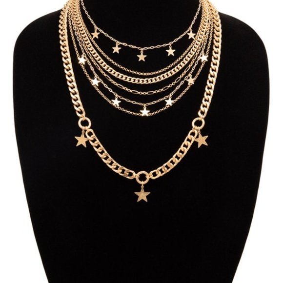 Stars and Charm Bib Necklace - Picture 4 of 6